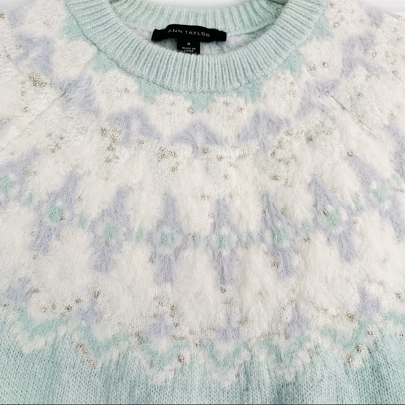 NWOT Ann Taylor Fair Isle Mock Neck Sweater - Picture 3 of 6